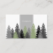 Grey Green Evergreen Trees Elegant Professional Visitekaartje (Voorkant)