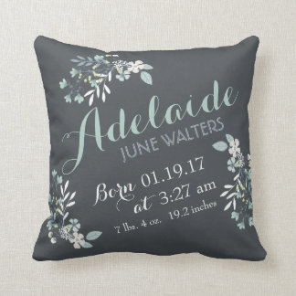 Grey Green Floral Nursery Keepsake Kussen