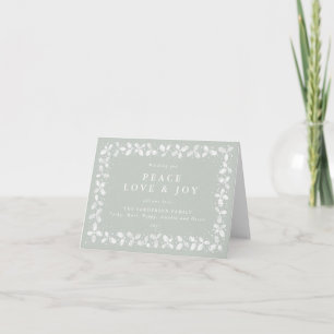 Grey Green Holly verliest Peace Love & Joy Non Pho Feestdagen Kaart