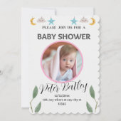 Grey Green Modern Baby shower Invitation Kaart (Voorkant)