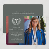 Grey Green + White Laurel Wreated Registered Nurse Aankondiging (Voorkant / Achterkant)