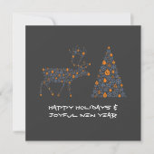 Grey greeting card HAPPY HOLIDAYS JOYFUL NEW YEAR Feestdagenkaart (Voorkant)