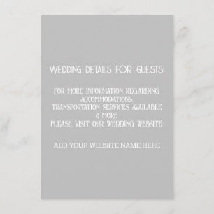 Grey Grey White Wedding Details voor Gasten Cool Informatiekaartje