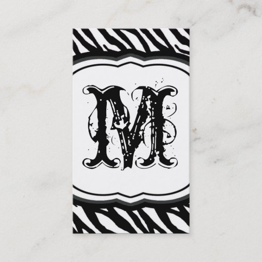 Grey Grey Zebra Imprimer Motif Carte de visite (Devant)