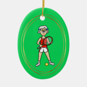 Grey Hair Vrouw Tennis Player Ornament