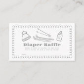 Grey Hand-Drawn Ski Baby Luier Raffle Ticket Informatiekaartje (Voorkant)
