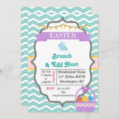 Grey Happy Easter & Egg Hunt Party Uitnodigingen (Voorkant / Achterkant)