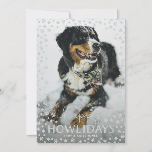 Grey Happy Howlidays Pet Lover Carte photo de vaca (Devant)