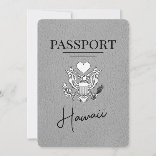Grey Hawaii Passport bruiloft uitnodiging (Achterkant)