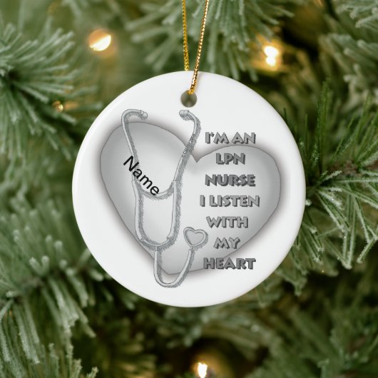 Grey Heart LPN Nurse Keramisch Ornament (Boom)