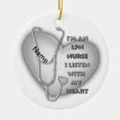 Grey Heart LPN Nurse Keramisch Ornament (Voorkant)