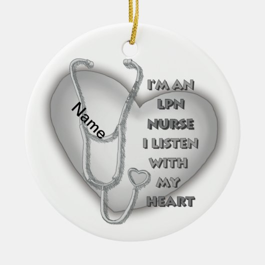 Grey Heart LPN Nurse Keramisch Ornament (Voorkant)