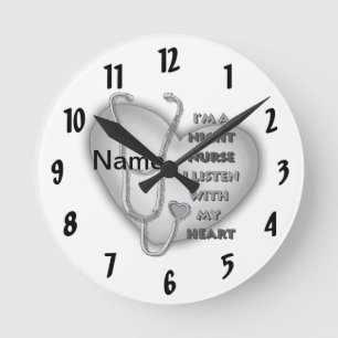 Grey Heart Night Nurse Ronde Klok