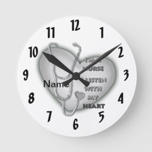 Grey Heart Nurse aangepaste verpleegkundigen klokk Ronde Klok
