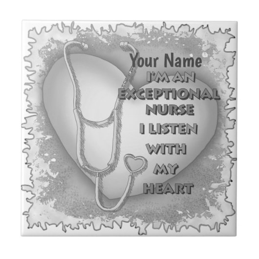 Grey Heart Uitzonderlijke aangepaste Verpleegkundi Tegeltje (Voorkant)