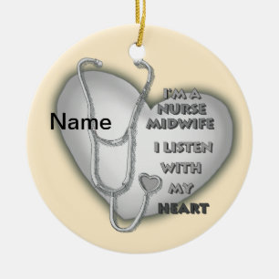 Grey Heart Verloskundige Verpleegkundige Keramisch Ornament