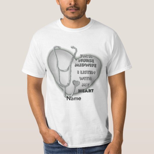 Grey Heart Verloskundige Verpleegkundige T-shirt (Voorkant)