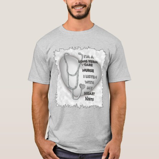 Grey Heart Verpleegkundige Langdurige Zorg T-shirt (Voorkant)