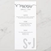 Grey Hearts & Chevron Bold Lettres Menu Mariage (Devant)