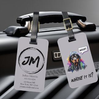 Grey Hip Hop Rottweiler Bagagelabel