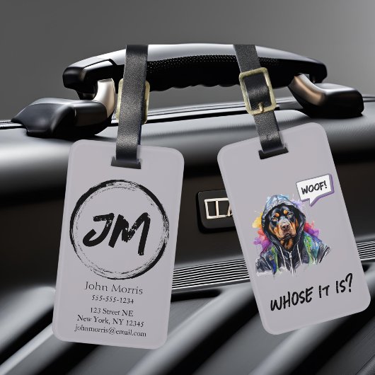Grey Hip Hop Rottweiler Bagagelabel