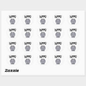 Grey Hippo Ronde Sticker (Vel)