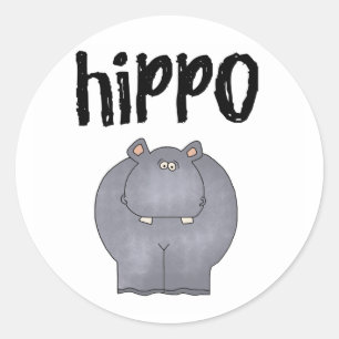 Grey Hippo Ronde Sticker