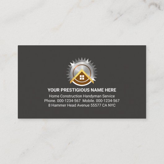 Grey House Lijst Handyman Gereedschap Visitekaartje (Achterkant)
