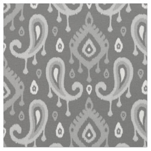 Grey Ikat Paisley Stof