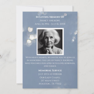 Grey In Love Mémoire Funeral Invitation Memorial