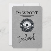 Grey Ireland Passport Wedding Invitation Kaart (Achterkant)