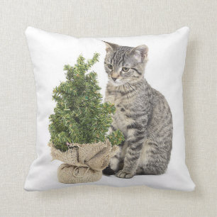 Grey Kat Green Tree Kussen