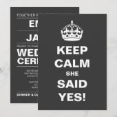 Grey Keep Calm en Marry on Wedding Inviting Kaart (Voorkant / Achterkant)