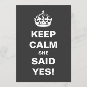 Grey Keep Calm en Marry on Wedding Inviting Kaart