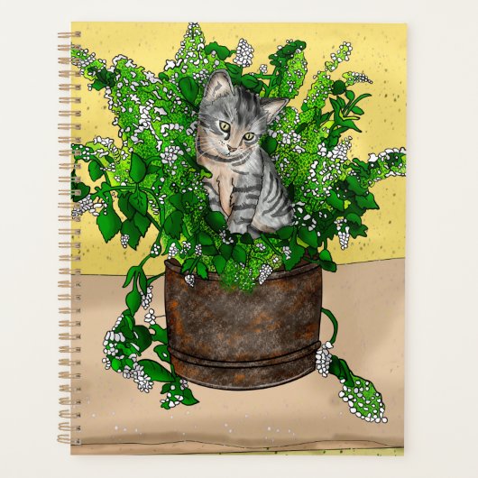 Grey Kitten in Bucket of Catnip Planner (Voorkant)