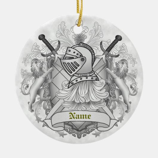 Grey Knight Family Crest Achternaam Keramisch Ornament (Voorkant)