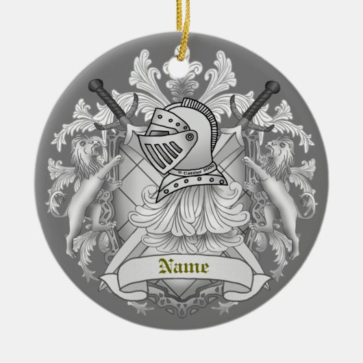 Grey Knight Family Crest Achternaam ornament (Voorkant)
