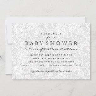 Grey Lace Baby shower Uitnodiging