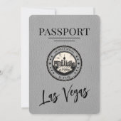 Grey Las Vegas Passport Wedding Kaart (Achterkant)