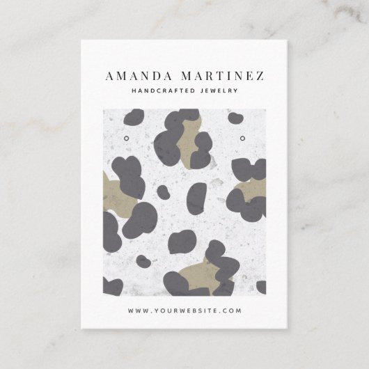 Grey Leopard Pattern Earring Display Visitekaartje (Voorkant)