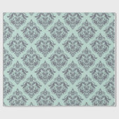 Grey & Light Green Floral Damaskers Cadeaupapier (Vlak)