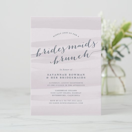 Grey Lilac Bridesmaitres Brunch Invitation (Debout devant)