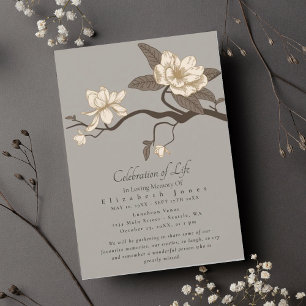 Grey Magnolia viering van het leven uitnodiging