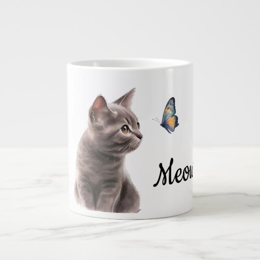 Grey Meow Cat Extra Grote Beker (Voorkant)