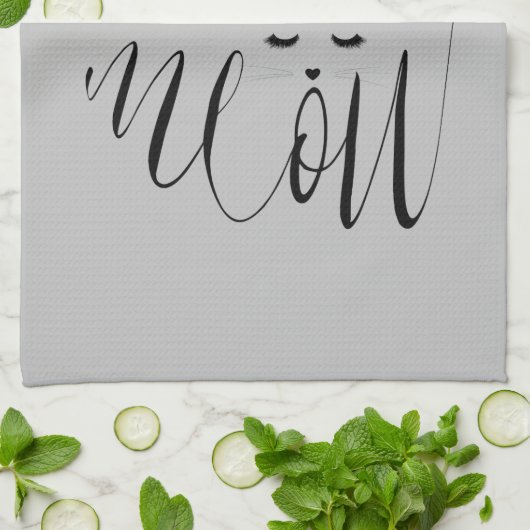 Grey Meow Cat Theedoek (Gevouwen)