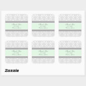 Grey Mint Damask Dank u bruiloft gunst Labels (Vel)