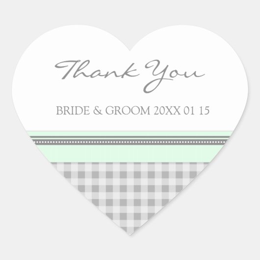 Grey Mint Gingham Dank u bruiloft gunst Labels (Voorkant)