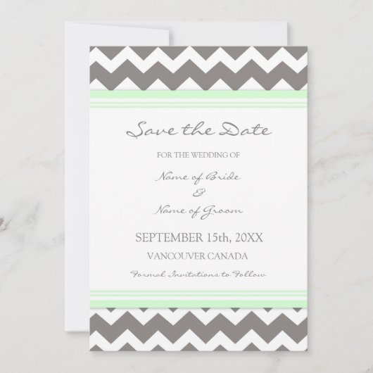 Grey MInt Wedding Enregistrer la carte de date (Devant)