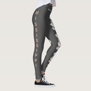 Grey Mississippi State Flower Magnolia Leggings