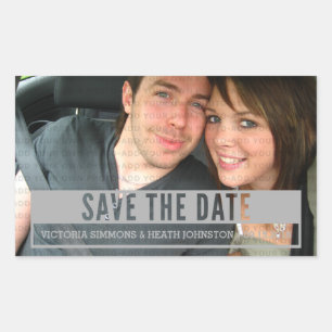 Grey Modern Cut Out Enregistrer Stickers Date